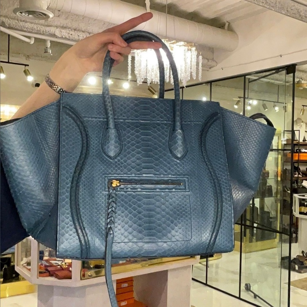 Celine Blue Python Luggage Tote - image 1